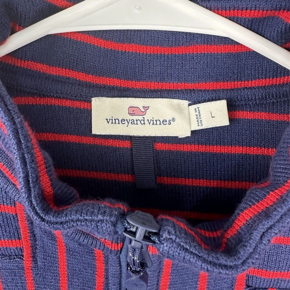 Vineyard Vines Women’s USA Strip 1/4 Zip Pullover Sweatshirt Red And Navy Size L - Picture 5 of 11